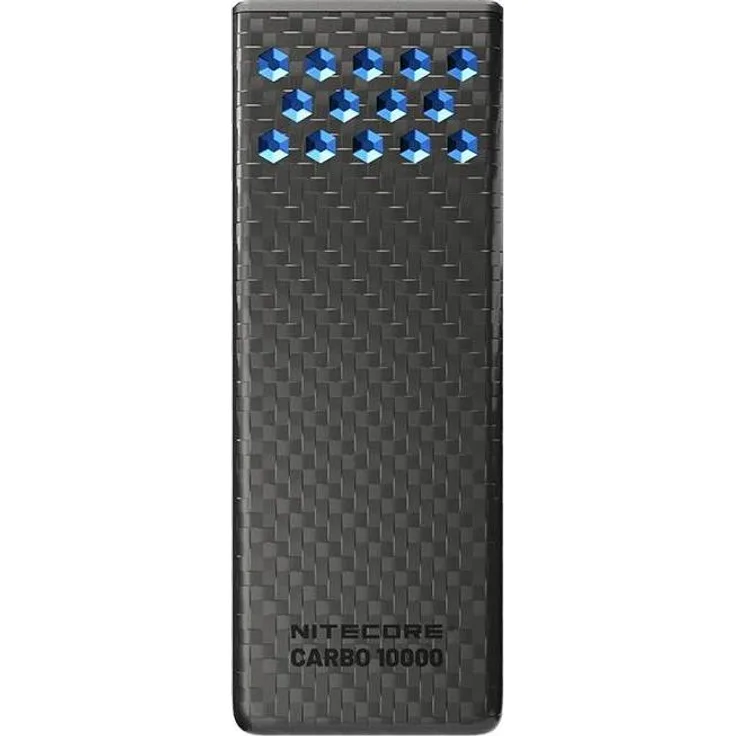 Nitecore CARBO 10000 G2, Powerbank 10000 mAh mit LED-Anzeige, Carbon-Look, blau