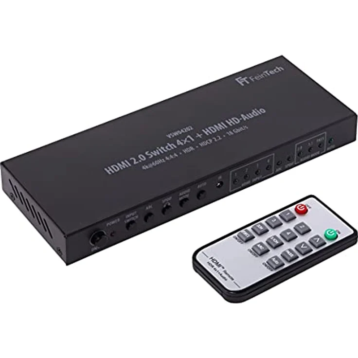 FeinTech VSW04202 HDMI 2.0 Switch 4x1 HD-Audio Extractor 7.1 ARC 4K 60Hz HDR CEC – Bild 1