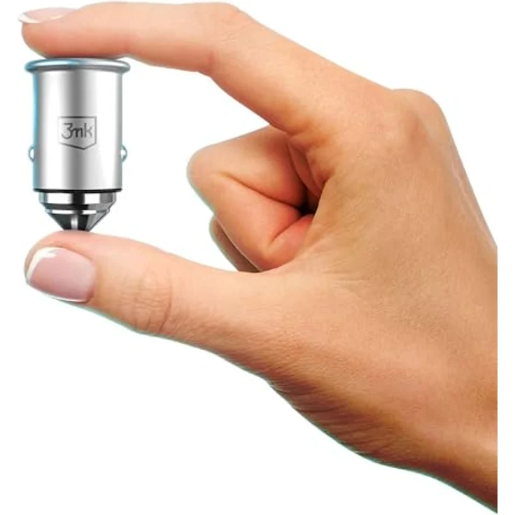 3mk Hyper Car Charger 45W, Ultrakompaktes Zigarettenanzünder-Ladegerät mit Dual USB und USB-C Port, Silber – Bild 3