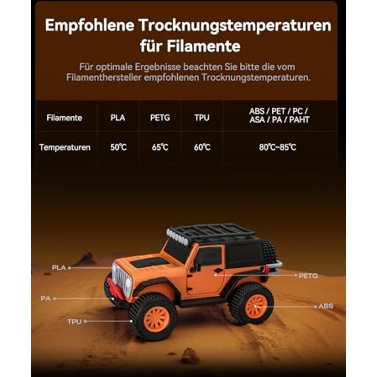 Creality Space Pi X4, Filament-Trockner mit 4-Spulen-Aufbewahrung, Dual-Heizkammern bis 85 °C, intelligente Touchscreen-Steuerung, energiesparend, ideal für PLA/PETG/TPU/ABS/Nylon – Bild 4