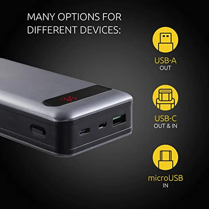 Intenso Powerbank PD 20000 - externer Akku mit Power Delivery & Quick Charge 3.0 (20000mAh, geeignet für Smartphone, Tablet, MP3 Player, Digitalkamera), Anthrazit – Bild 2