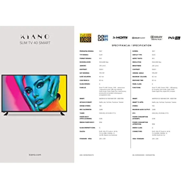Kiano Slim TV 40, 40 Zoll Full HD LED Fernseher mit Dolby Digital Plus, DVB-T2/S2, PVR USB Aufnahme, 3x HDMI, CI+, Hotelmodus, Schwarz – Bild 11