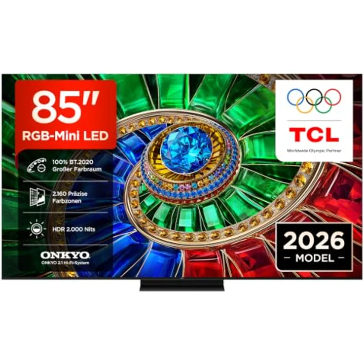 TCL RM7L 85RM7L, 85 Zoll 4K RGB Mini-LED Smart-TV mit WLAN, Schwarz – Bild 1