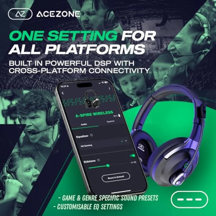 AceZone A-Spire True Wireless Hybrid ANC Gaming-Headset – Sprachverstärkendes Mikrofon mit Geräuschunterdrückung – PC, PS4, PS5, Switch, Handy (kabellos) – Bild 5