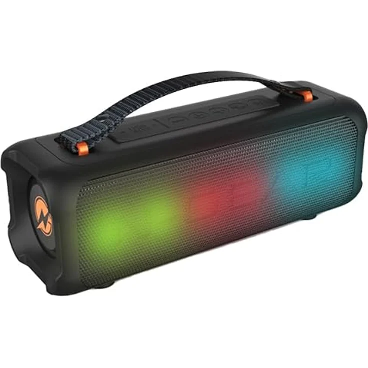 N-Gear Blazooka 703 Schwarz - Tragbarer, kabelloser Bluetooth Lautsprecher mit Mikrofon und Disco Licht - 100 Watt Musikbox, 5 Stunden Spielzeit – Bild 2