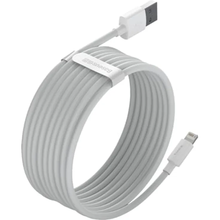 Baseus Simple Wisdom Datenkabelset, USB auf Lightning, 2 Stück, 2,4 A, 1,5 m, Weiß