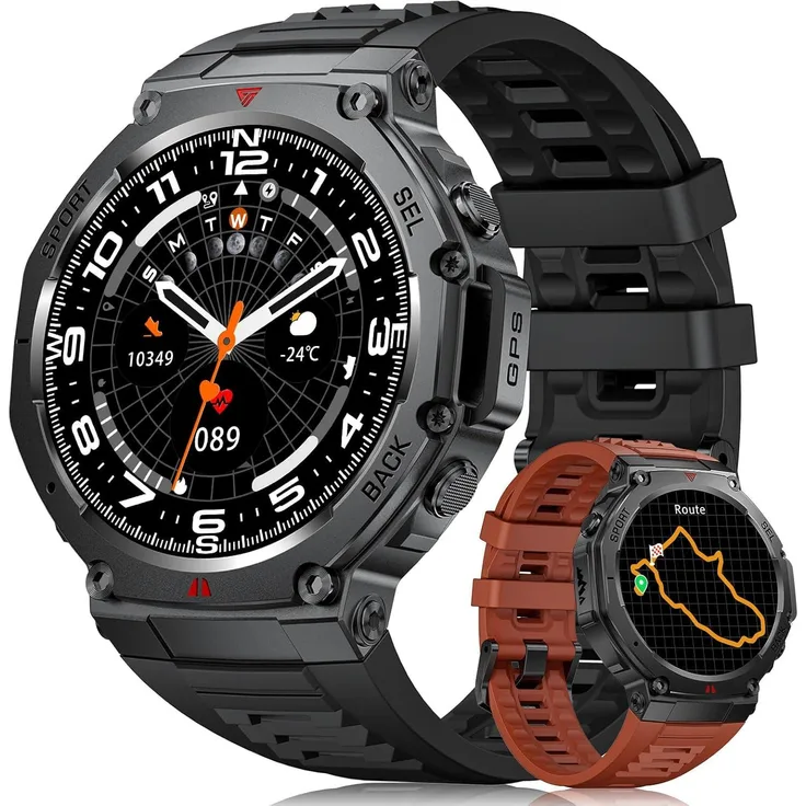 LIGE DM3 Smartwatch Herren, GPS Fitnessuhr mit 70+ Sportmodi, AMOLED Display, 20 Tage Akku, 5ATM wasserdicht und Gesundheits-Tracking