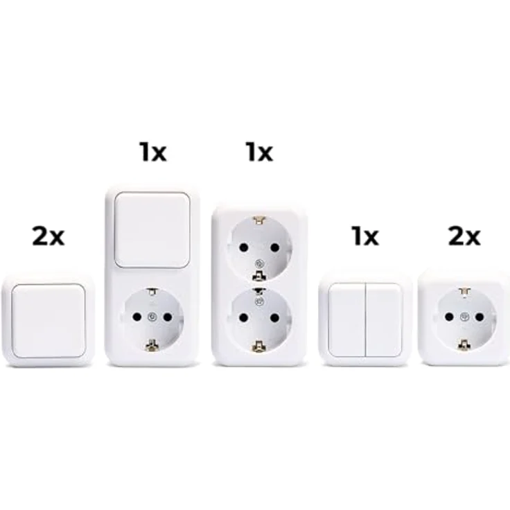 McPower Aufputz Steckdosen Schalter Set 7-teilig | Finery Starter, Weiß – Bild 2