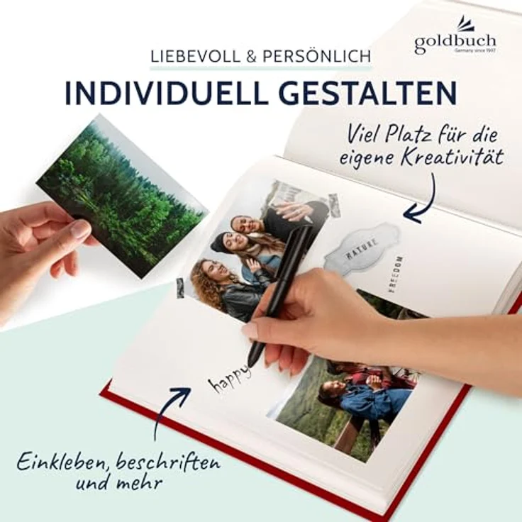 goldbuch Fotoalbum mit Fensterausschnitt, Bella Vista, 30 x 31 cm, 60 weiße Seiten mit Pergamin-Trennblättern, Leinen, Rot, 27890 – Bild 6
