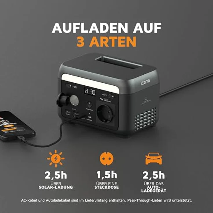 Xtorm Smart Power Station 600W, tragbares Kraftwerk mit 600 Watt, 20000 mAh, 9 Ausgängen, Black – Bild 3