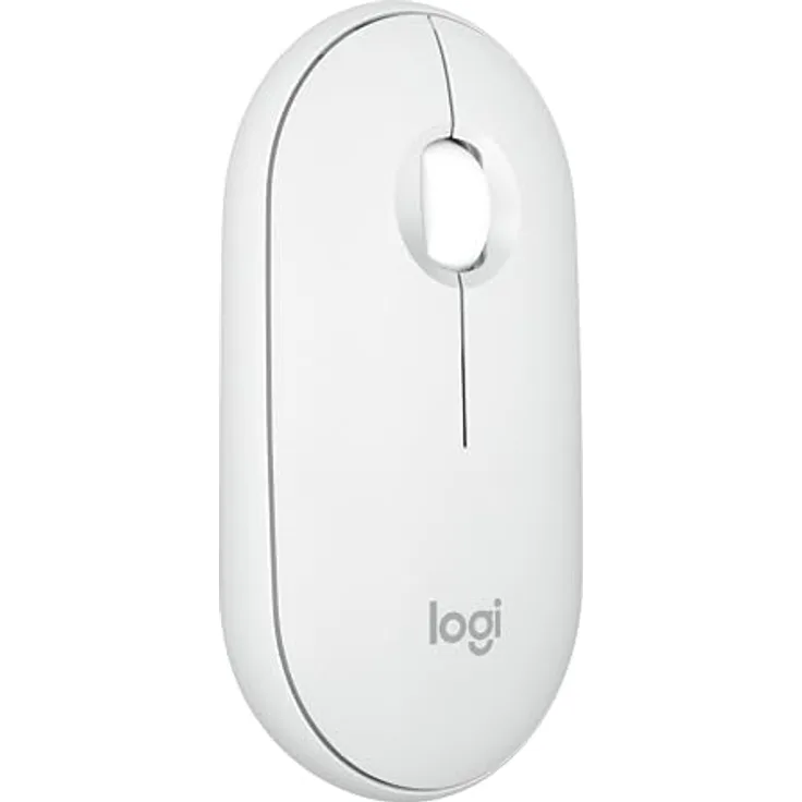 Logitech Pebble Mouse 2 M350s schlanke kabellose Bluetooth-Maus, mobil, leicht, anpassbare Taste, leise Klicks, Easy-Switch für Windows, macOS, iPadOS, Android, ChromeOS - Weiß