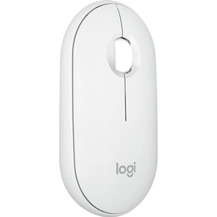 Logitech Pebble Mouse 2 M350s schlanke kabellose Bluetooth-Maus, mobil, leicht, anpassbare Taste, leise Klicks, Easy-Switch für Windows, macOS, iPadOS, Android, ChromeOS - Weiß – Bild 1