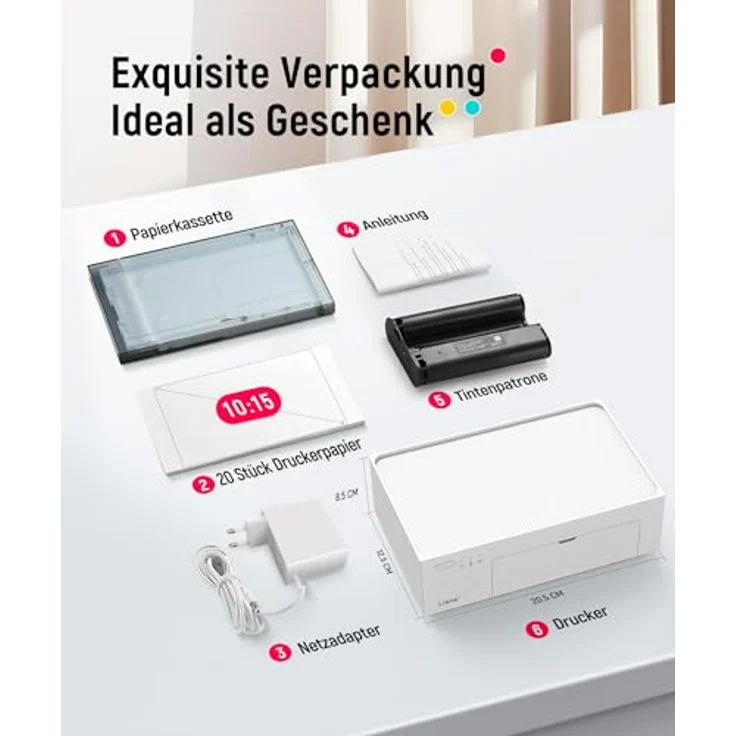 Liene Amber M100, tragbarer Fotodrucker 4x6", Thermosublimation, Wi-Fi, 300 DPI, kompatibel mit iOS/Android – Bild 9