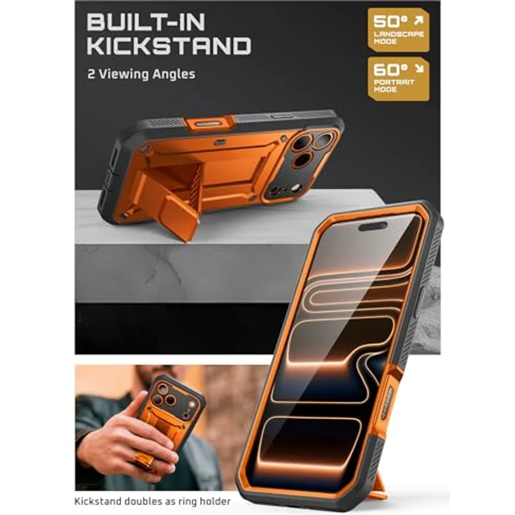 i-Blason GA843439159723, Smartphone Hülle für Apple iPhone 17 Pro, Orange, mit integrierter Standfunktion und robustem Schutz – Bild 5