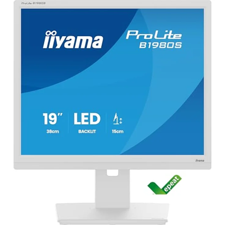 iiyama Prolite B1980S-W1 48cm 19" LED-Monitor SXGA mit HDMI und DP, höhenverstellbar, Pivot und weiß – Bild 2