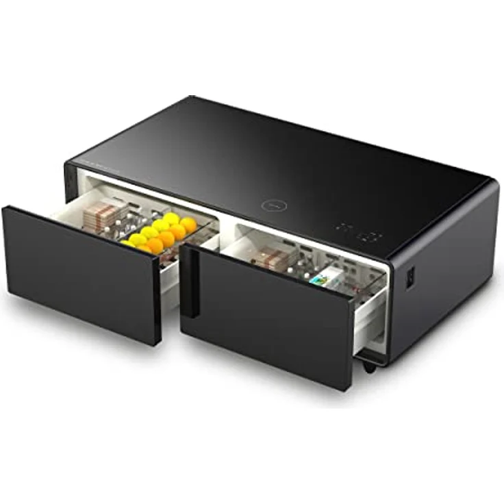 CASO Sound & Cool Black, Soundbar und Lounge-Tisch mit Lademöglichkeiten, Bluetooth, USB, klangvoller Sound, LED-Beleuchtung, Zwei Kühlfächer (insg. 135 l), individuell einstellbarer Temperatur - Preisvergleich – Bild 1