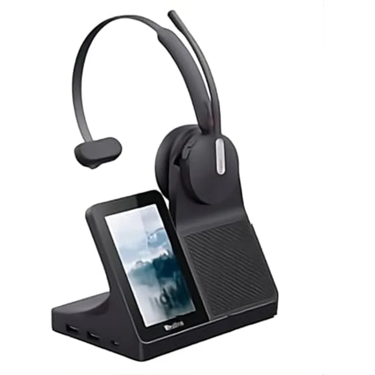 Yealink WH64 Workstation Mono, UC Headset mit DECT & Bluetooth, 32 Stunden Gesprächslaufzeit, kapazitiver Touchscreen 10,16 cm