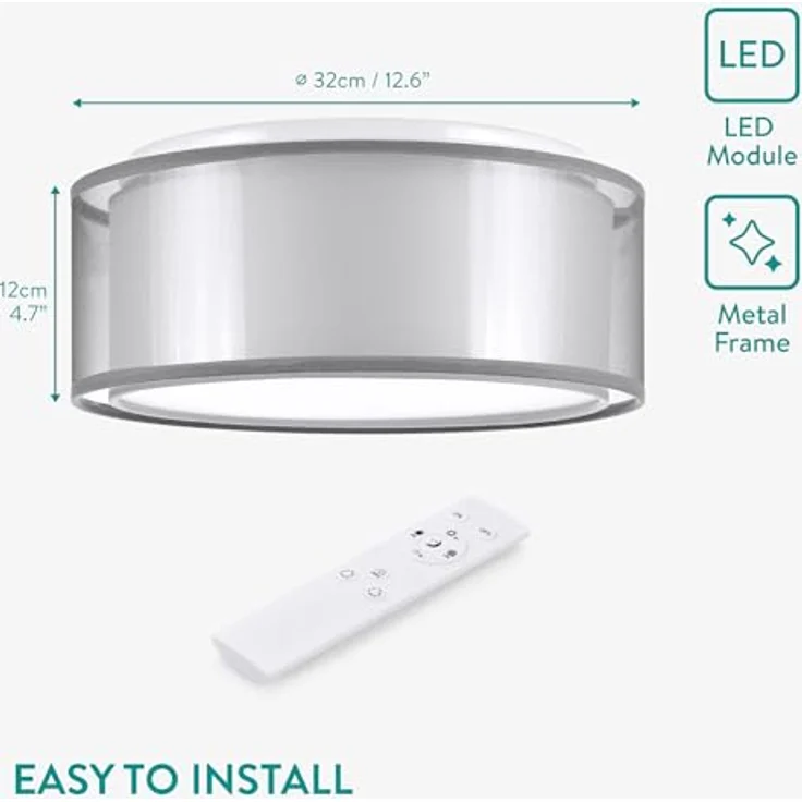 Navaris LED Deckenleuchte 2-Schicht-Design - dimmbar mit Fernbedienung - verstellbare Farbtemperatur - Weiß – Bild 5