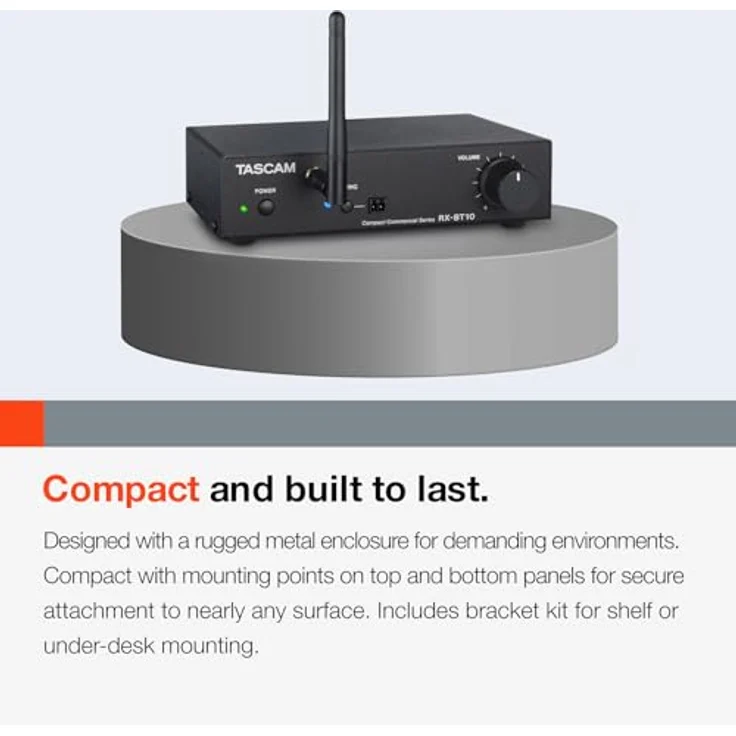 TASCAM RX-BT10, Kompakter Stereo-Bluetooth-Empfänger mit Bluetooth 5.1, XLR- und Cinch-Ausgängen, ausziehbarer Antenne und Halterungssatz – Bild 5