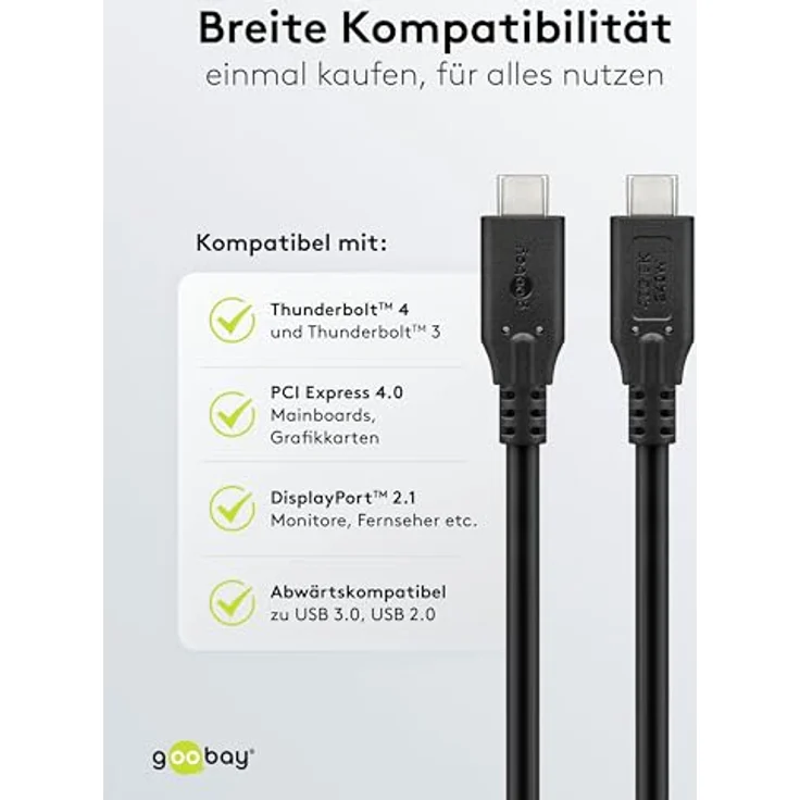 Goobay USB-Câ„¢ Kabel USB4â„¢, 240 W, 40 Gbit/s, Power Delivery, 1,8 m, Schwarz – Bild 6