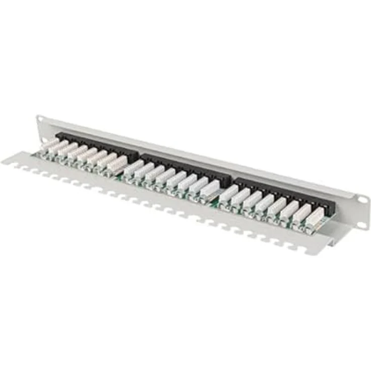 LANBERG 19" Patchpanel 1U 24-Port CAT.6A UTP, mit Kabelorganizer und M6-Kabelbindern – Bild 4