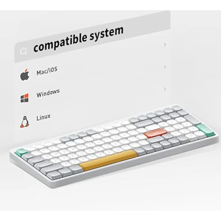 nuphy Air96 V2 Mechanische Tastatur Kabellos mit niedrigem Profil,100 Tasten RGB Hot-Swap Tastatur unterstützt 2.4GHz Wireless/Bluetooth/USB-C für PC/Laptop/Windows/Mac-White Gateron Red Switch – Bild 4