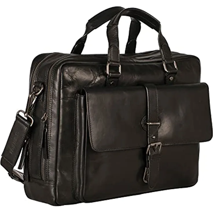 Leonhard Heyden Roma - Aktentasche 2 Fächer. mit Vortasche Leder 15" 41 cm schwarz