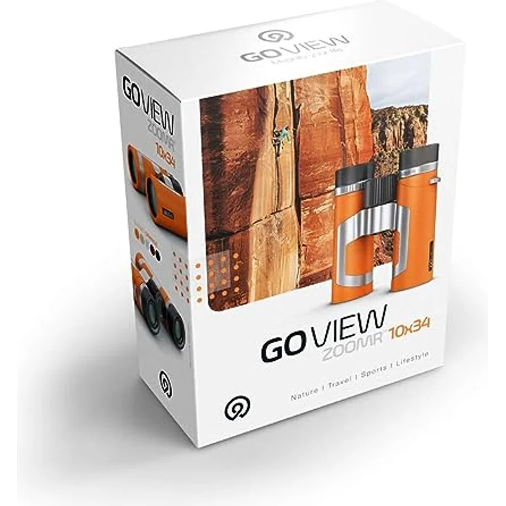 GoView ZOOMR 10x34 Kompaktes, portables Fernglas (Magnesiumgehäuse, 10-Fach Zoom, inkl. Smartphone-Adapter & Zubehör) Sunset Orange – Bild 5