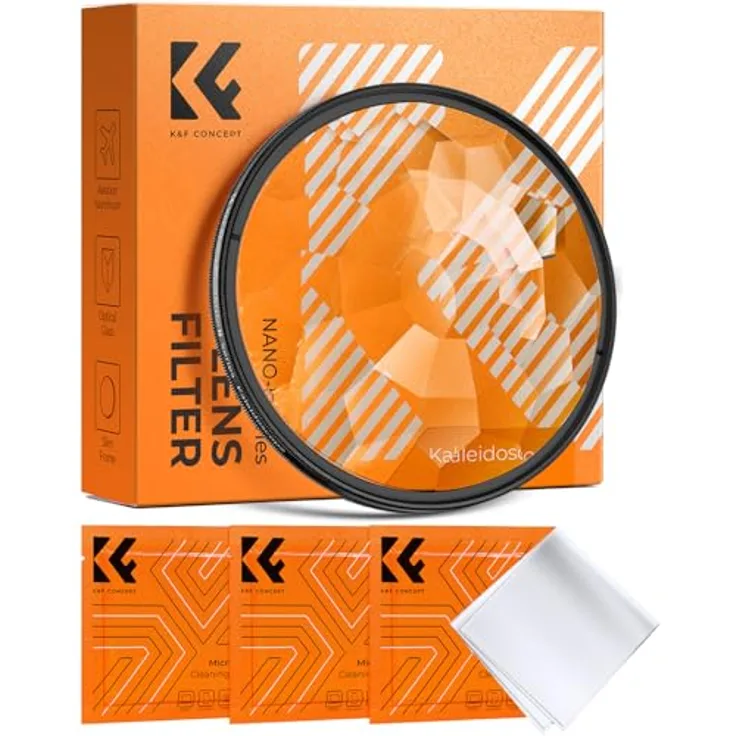 K&F Concept 72mm Kaleidoscope Effect Filter, Objektivfilter mit drei Mikrofasertüchern zur Reinigung