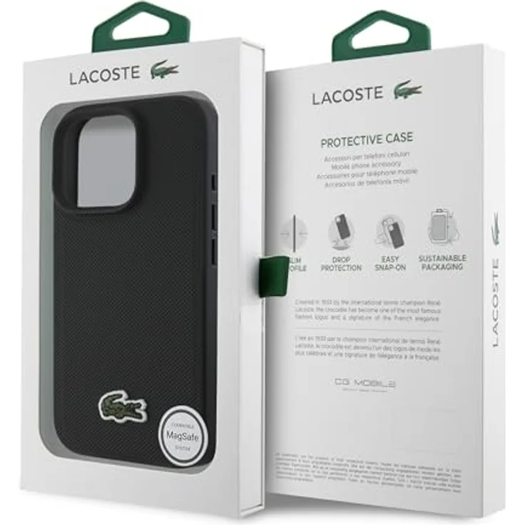 Lacoste Iconic Petit Pique Smartphone-Hülle für Apple iPhone 16 Pro Max, Schwarz, mit MagSafe-Kompatibilität und robustem Schutz – Bild 8