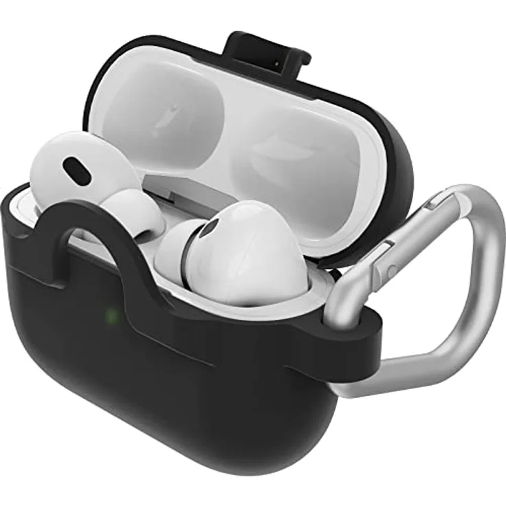 OtterBox Soft Touch Kopfhörer Hülle für AirPods Pro (1. gen / 2. gen), stoßfeste, sturzsichere, ultraflache, kratz- und abriebfeste Schutzhülle für Apple AirPods, inklusive Karabiner, Schwarz