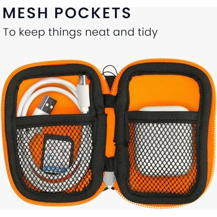 kwmobile In-Ear Kopfhörer Tasche - Neopren Cover Case - 6 x 9 cm - Etui in Neon Orange – Bild 3