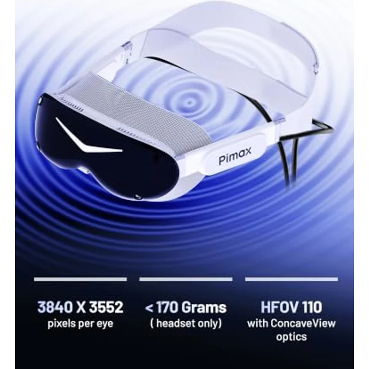 Pimax Dream Air SLAM, VR-Brille mit 3.840 x 3.552 Pixeln, ultraleicht, DFR-fähiges Eye-Tracking, Hand-Tracking, 110° HFOV – Bild 3