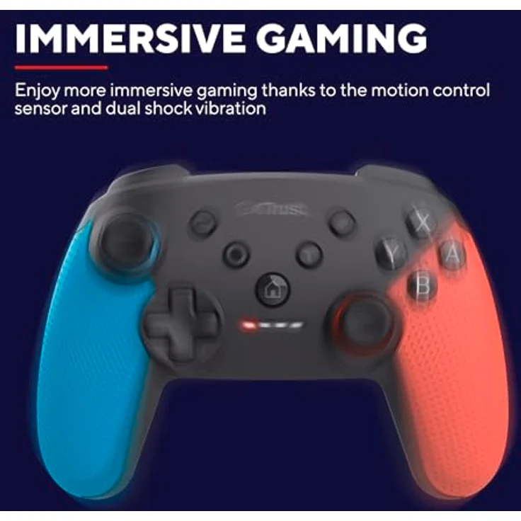 Trust Gaming GXT 1246B Muta Bluetooth Nintendo Switch Controller, Gaming Controller mit Dual-Shock-Vibration, 15h Spielzeit, Aufladbarer Akku, für Switch Lite, OLED, Blue Rot – Bild 3