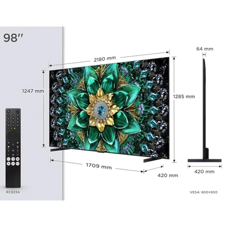 TCL 98Q6C 4K QD-Mini LED TV, 248 cm (98"), mit Dolby Atmos und Triple-Tuner, schwarz – Bild 4