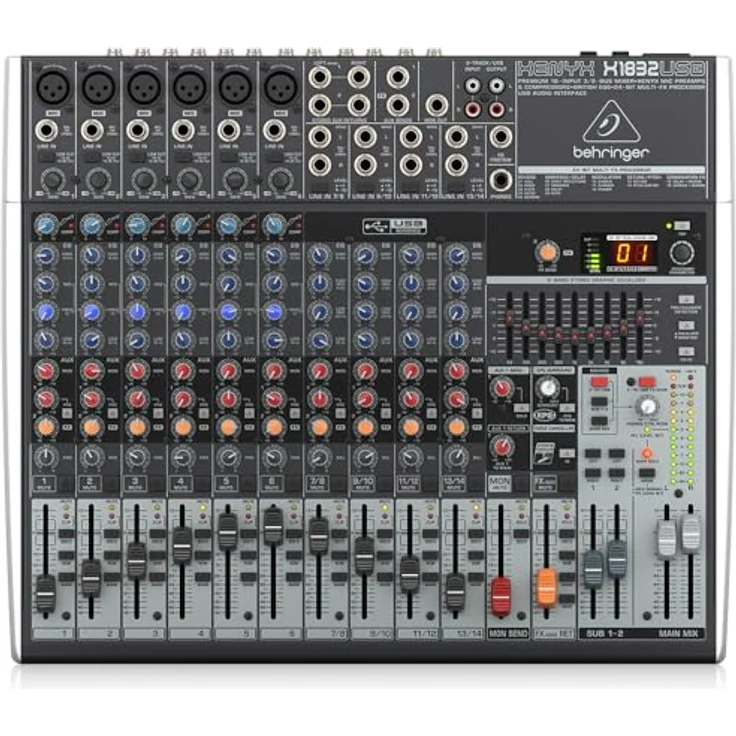Behringer XENYX X1832USB 18-Kanal 3/2 Bus Mischpult mit XENYX Mic Preamps, 1-knob Kompressoren, 24-bit Multi-FX und USB Audio Interface – Bild 2