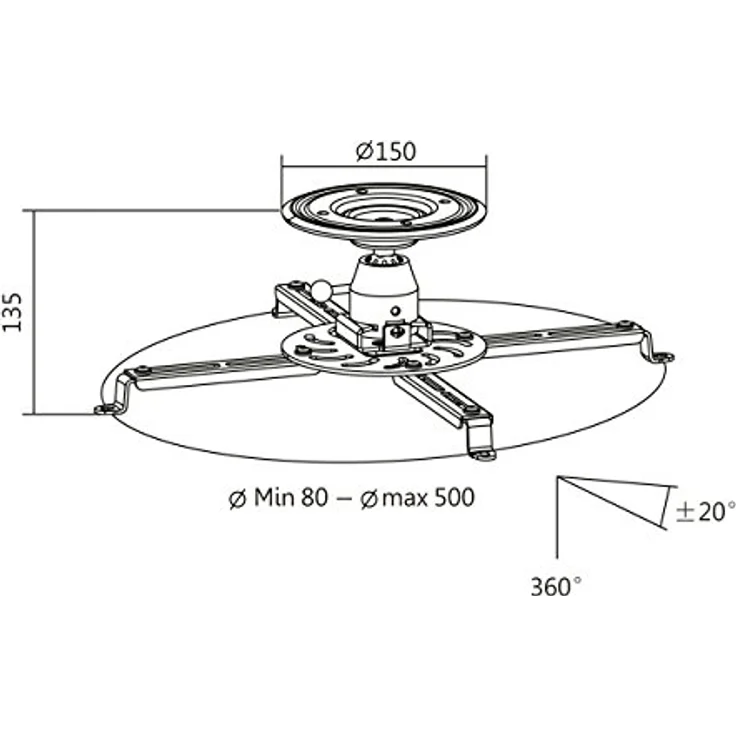 LogiLink BP0056 Halterung für Beamer und Projektoren bis 25 kg, Armlänge 135 mm Weiß – Bild 5