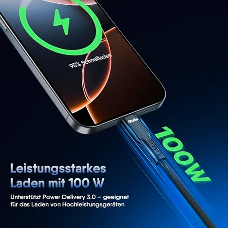 Rollei USB C Kabel 100W, USB C auf USB C PD Schnellladekabel, 10 Gbps Datenrate, geflochtenes Nylonkabel, 1,2 m, kompatibel mit iPhone 17/16/15 Pro Max, Samsung Galaxy S25/S24, MacBook Air/Pro – Bild 4