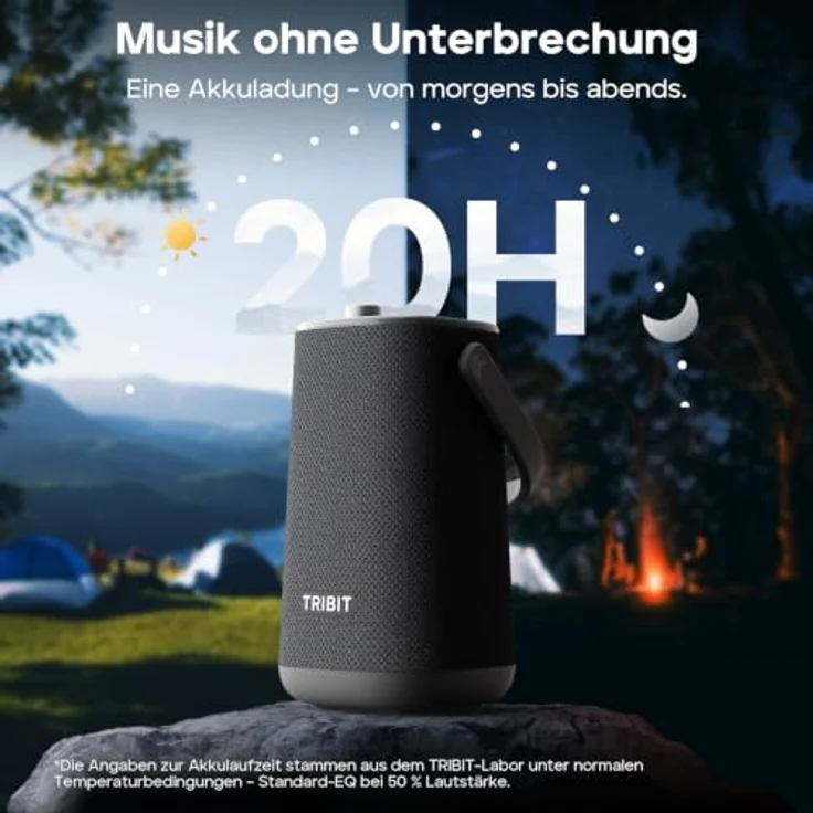 Tribit StormBox Max Tragbarer Bluetooth Lautsprecher, 60 W, 360°-Klang, IP68-Wasserdicht, XBass 2.0, Bluetooth 6.0, 20 Stunden Akkulaufzeit, TWS-Kopplung für Outdoor-Aktivitäten, schwarz – Bild 5