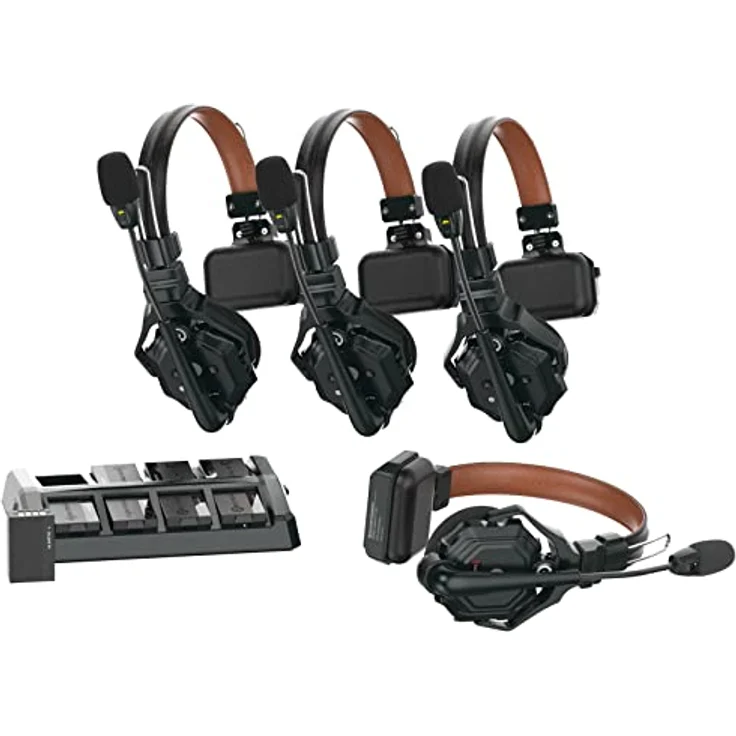 Hollyland Solidcom C1 Pro Wireless Intercom System ENC Geräuschunterdrückung Full Duplex 4 Nutzer 350m Teamkommunikation PTT Mute Single Headset für Kirche Drohne TV Film Produktion 1 Master&3 Remote – Bild 1