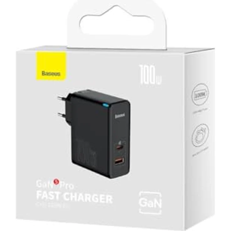Baseus Travel Charger GaN5 Pro, 100W Quick Wall Charger mit PD3.0, QC4.0+, AFC, EU Schwarz – Bild 5