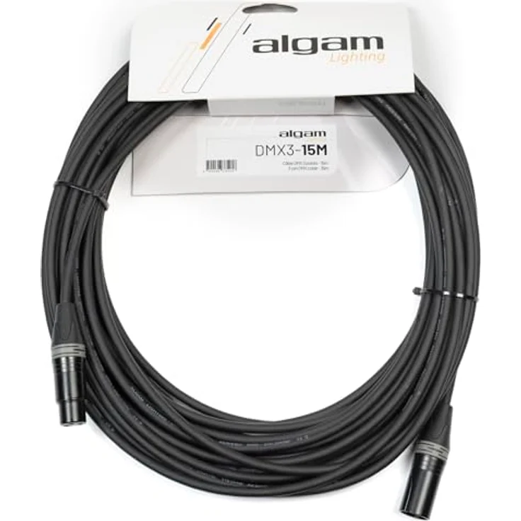 Algam Lighting DMX 3 Pin - 15 m, DMX-Kabel mit 110Ω Impedanz für zuverlässige Signalübertragung – Bild 1