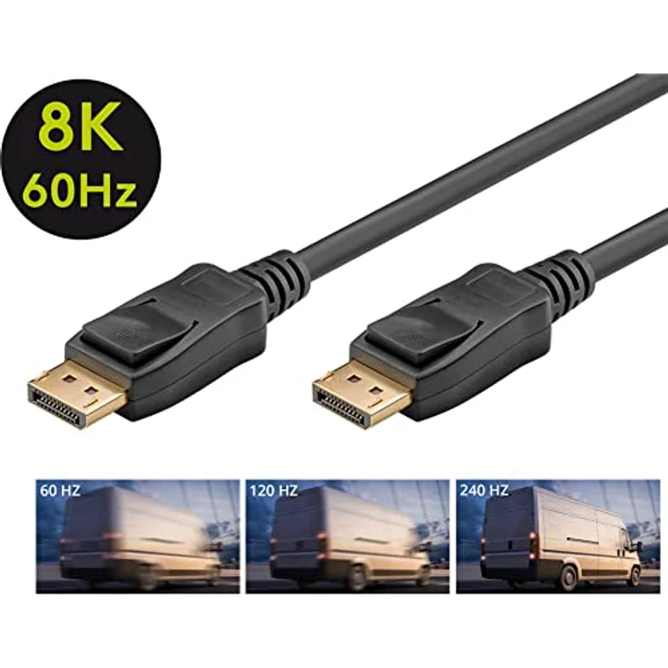 GOOBAY DisplayPort™-Kabel 1.4, 32,4 Gbit/s, Schwarz, für UHD 4K @ 60 Hz, vergoldete Stecker, sichere Steckerverriegelung – Bild 3
