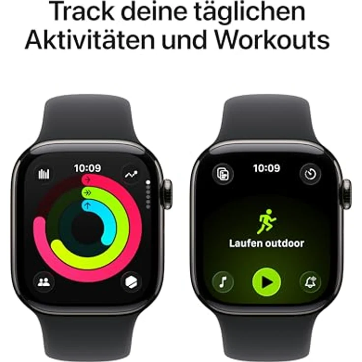 Apple Watch Series 11 Cellular, 42 mm, Titangehäuse Schiefer, Sportarmband Schwarz, - M/L – Bild 3