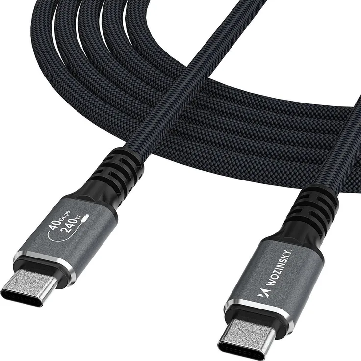 Wozinsky USB4 Gen 2x2 Kabel, 2 m, 40 Gbit/s, USB C, Schwarz