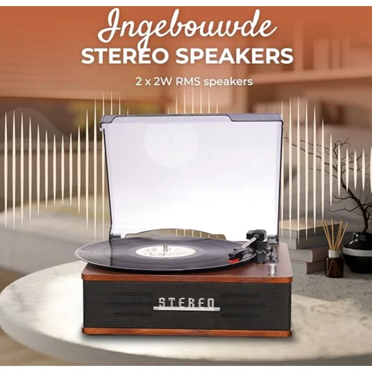 Denver VPB-262, Plattenspieler Schwarz mit Bluetooth-Streaming, integrierten Lautsprechern und Keramik-Tonabnehmer – Bild 3