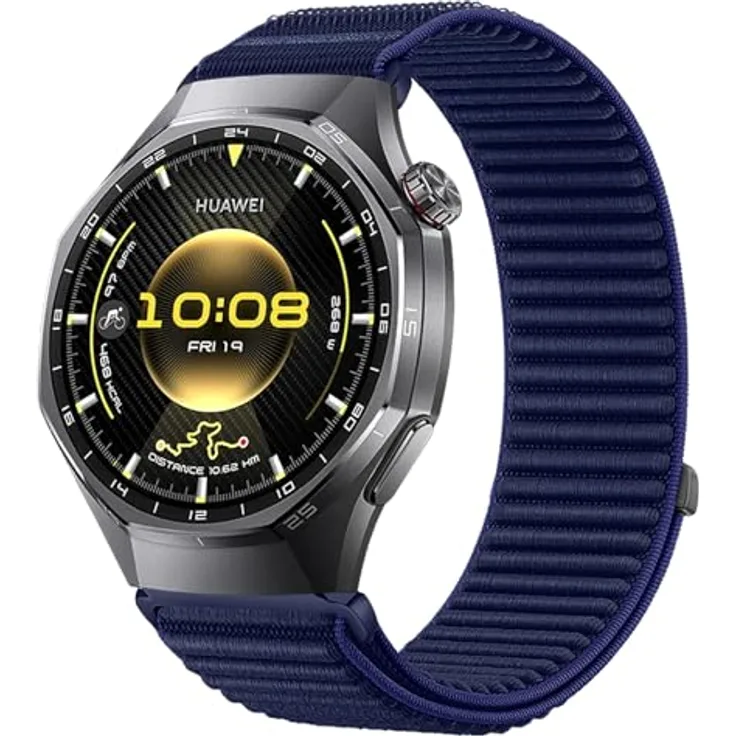 GIOPUEY Armband Kompatibel mit Huawei Watch GT 6 Pro 46mm, Geflochtenes Nylon Uhrenarmband für Outdoor-Sport - Dunkelblau