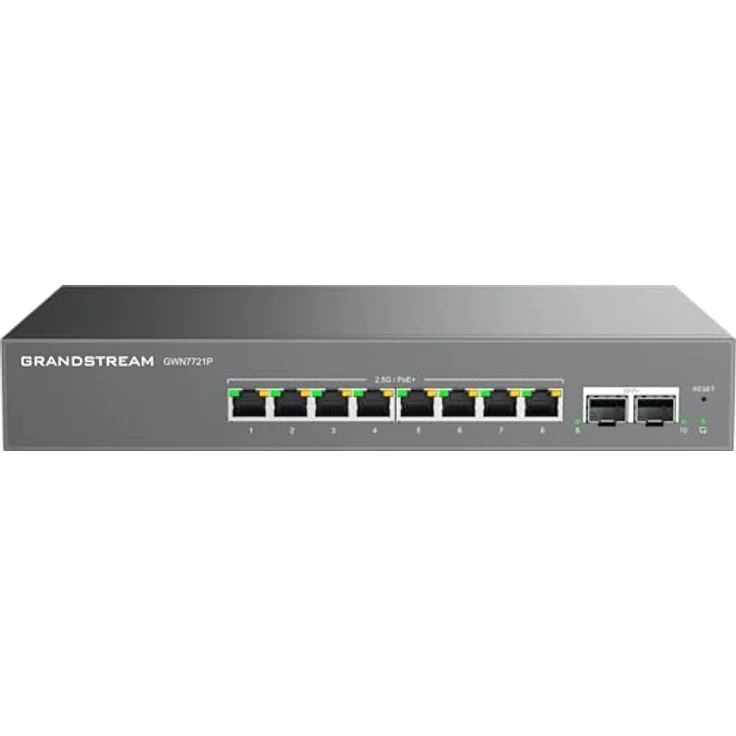 Grandstream GWN7721P, 10-Port L2 Lite Netzwerk Switch mit 8x2,5G Ethernet-Ports, 2x10G SFP+, PoE 60W, ideal für kleine und mittelständische Unternehmen – Bild 1