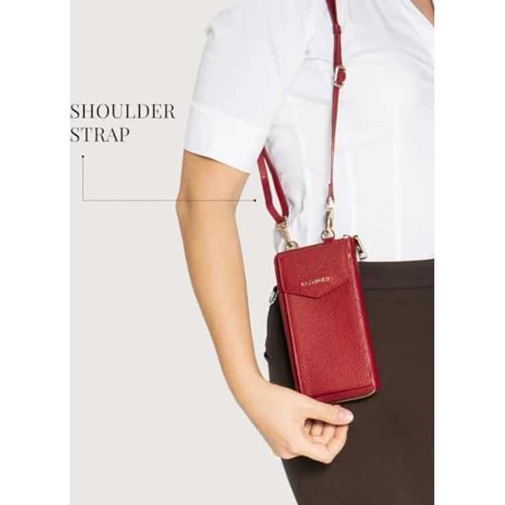 Lazarotti Bologna Leather Handytasche, 100% Leder, rot, 11 cm x 3.5 cm x 19 cm – Bild 3