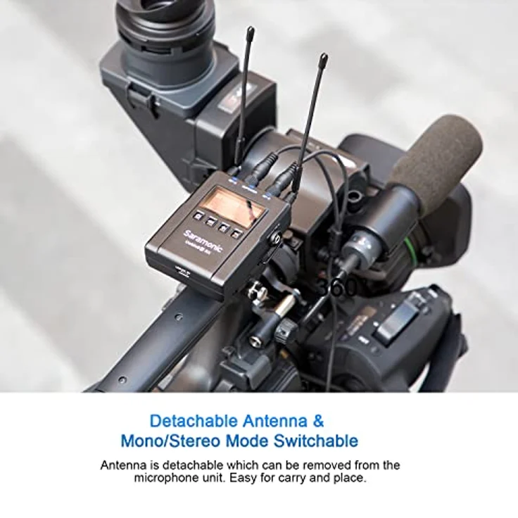 Saramonic UwMic9S Kit1 TX+RX, UHF-Drahtlos-Mikrofonsystem mit abnehmbaren Antennen und OLED-Display, inkl. DK3A Ansteckmikrofon – Bild 6